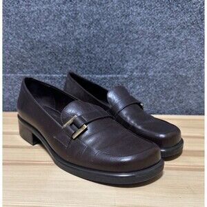 Franco Sarto Womens Loafers Shoes Brown Hook & Loop Block Heels Apron Toe 8M